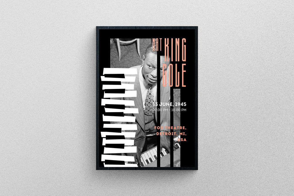Nat King Cole Live at Fox Theatre 1945 Music Night in Detroit  | Iconic Singer Music Poster