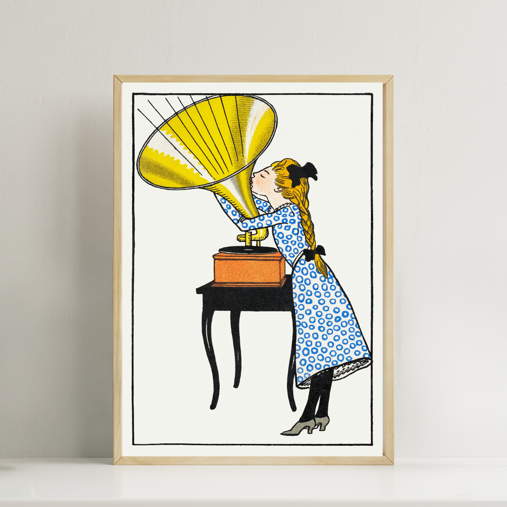 O, Caruso! Girl with a gramaphone (1911) Moriz Jung print Wallart