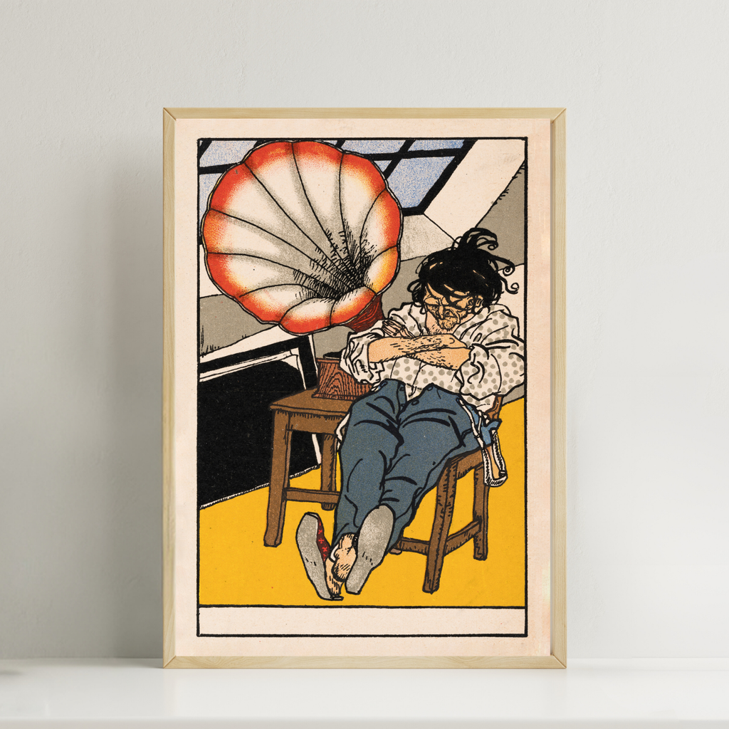 Sleeping man with a gramophone (1911) Moriz Jungprint Wallart