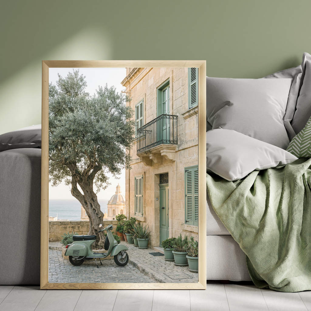 Scooter Olive Tree and Mediterranean home print Wallart