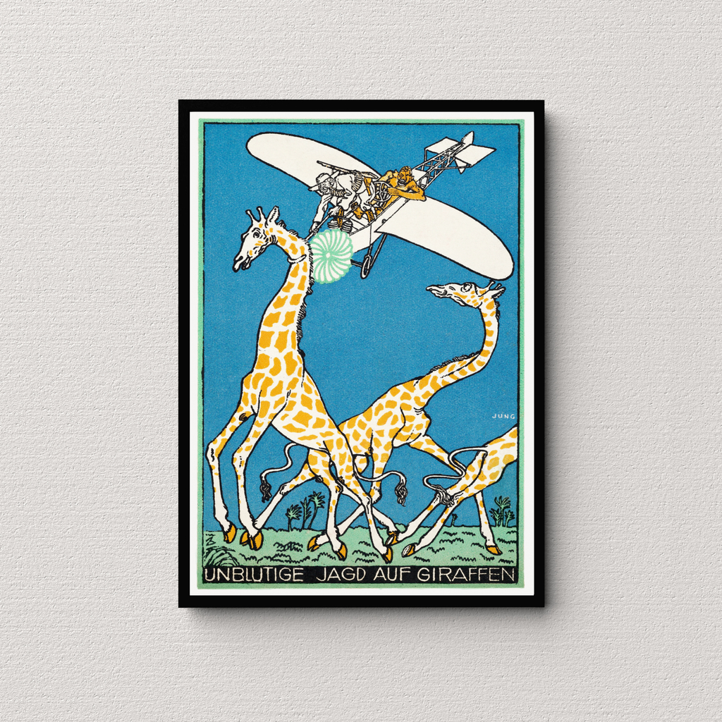 Bloodless Giraffe Hunt Moriz Jung print Wallart