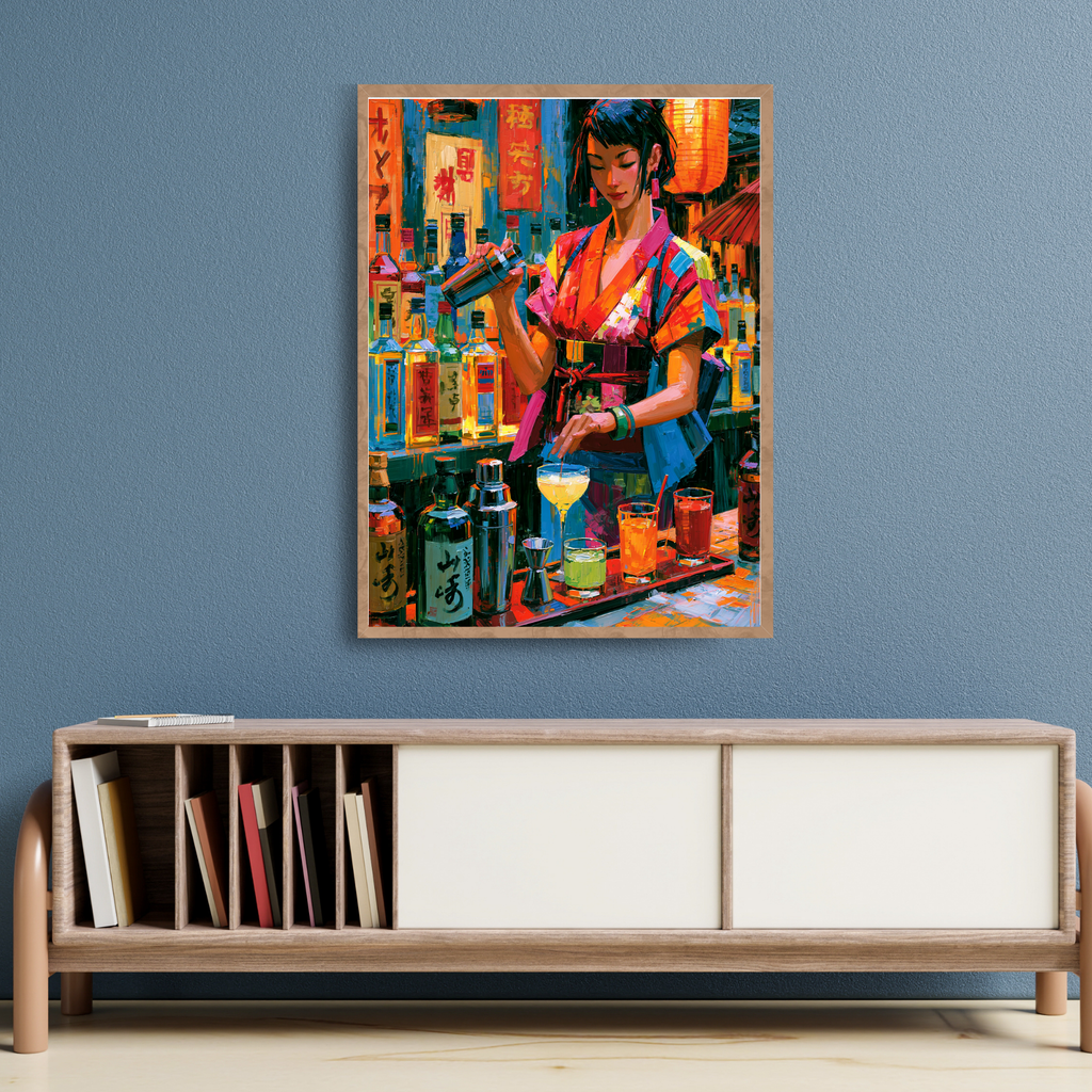 Japanese Cocktail Girl print Wallart