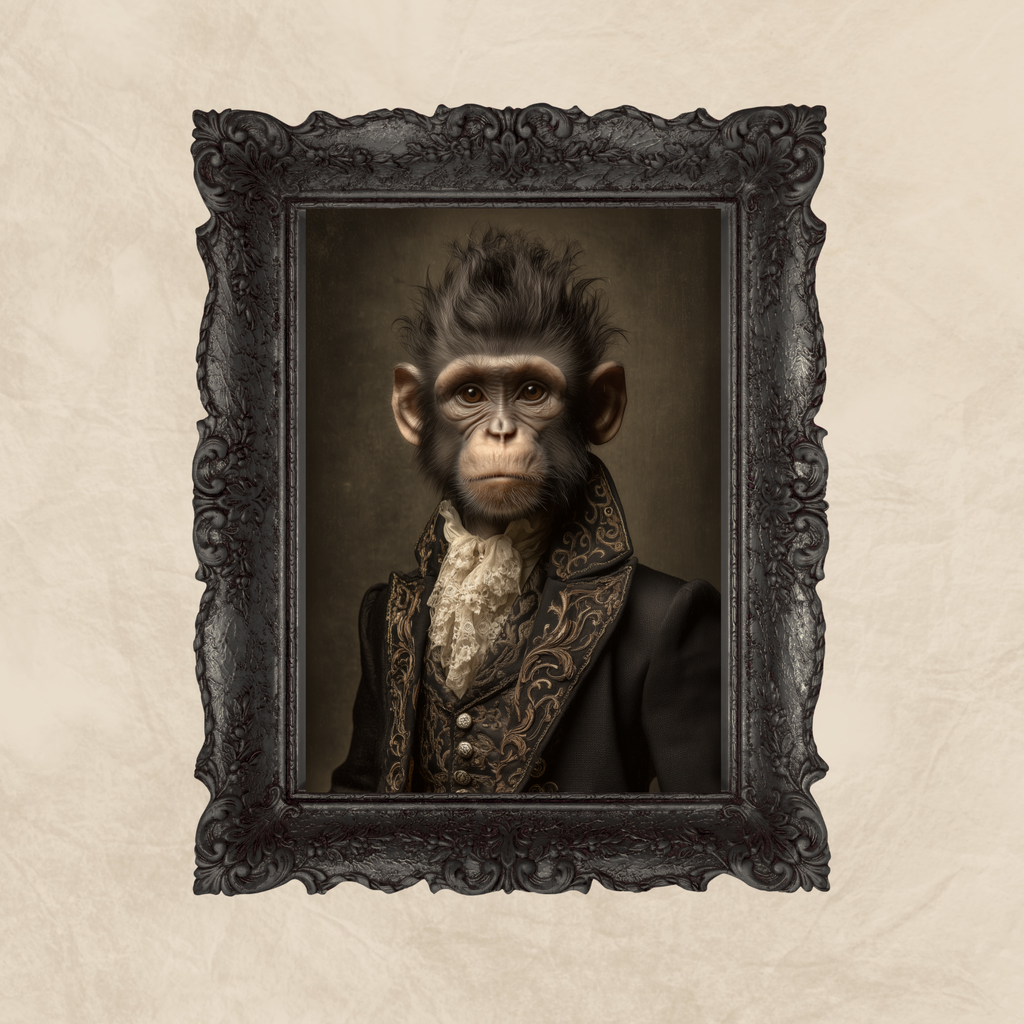 Gothic Monkey Portrait manor house art style print Wallart