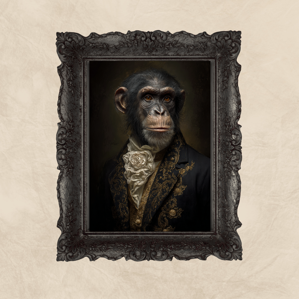 Gothic Chimp Portrait manor house art style print Wallart