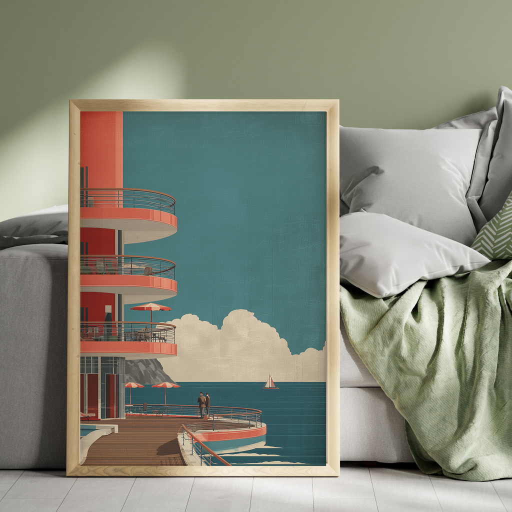Art Deco building Sea View print Wallart