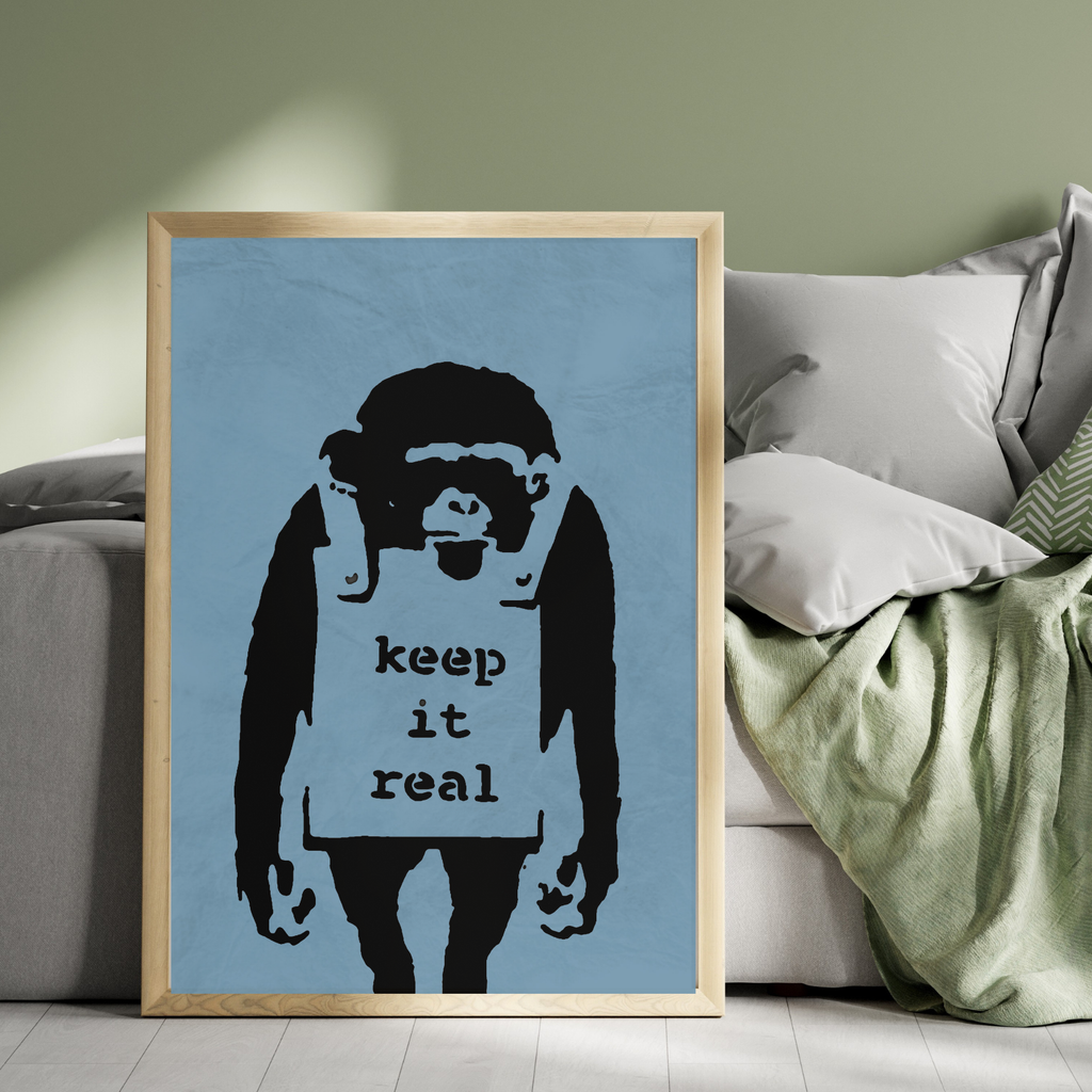 Banksy Keep it Real Print Blue