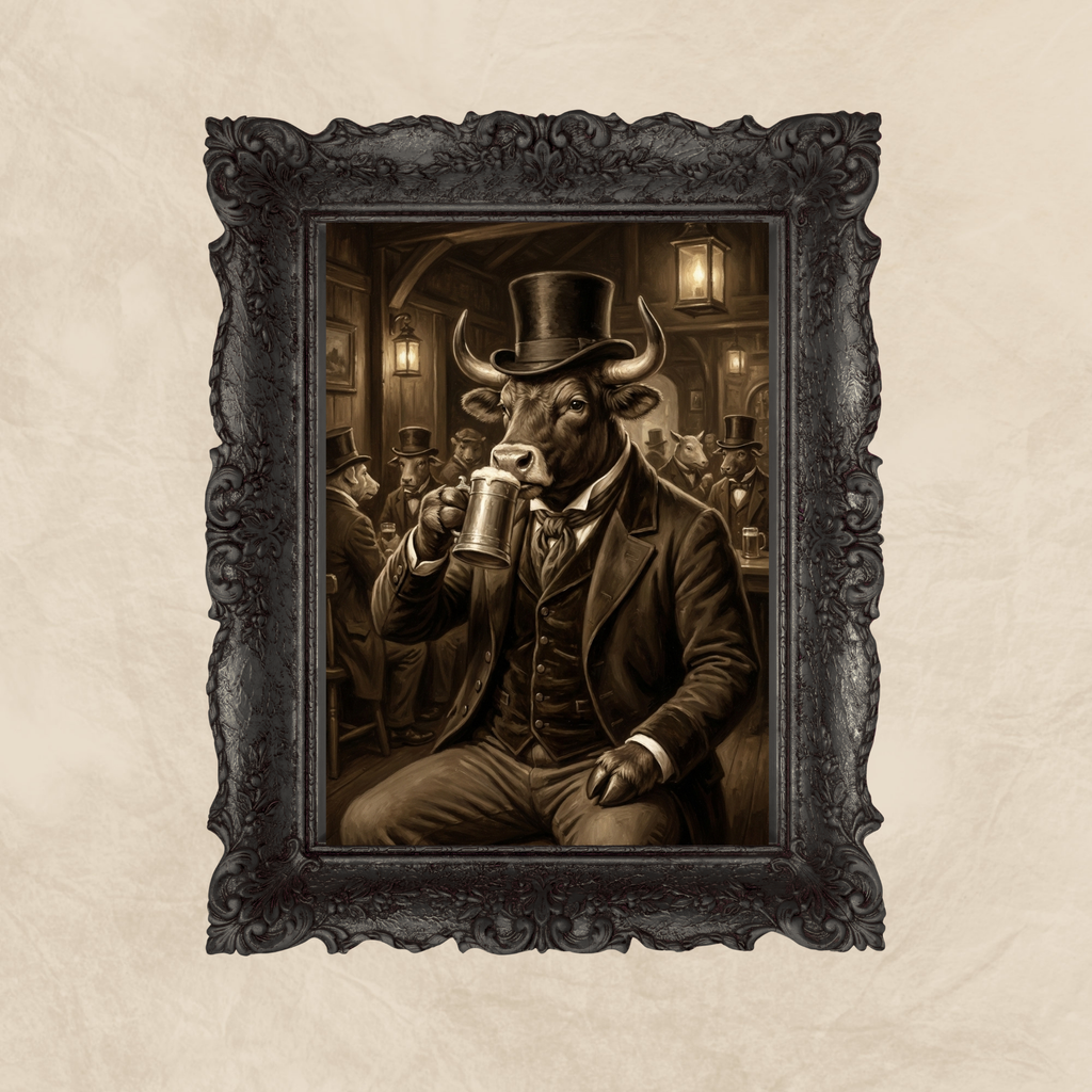 Bull at the Bar print Wallart
