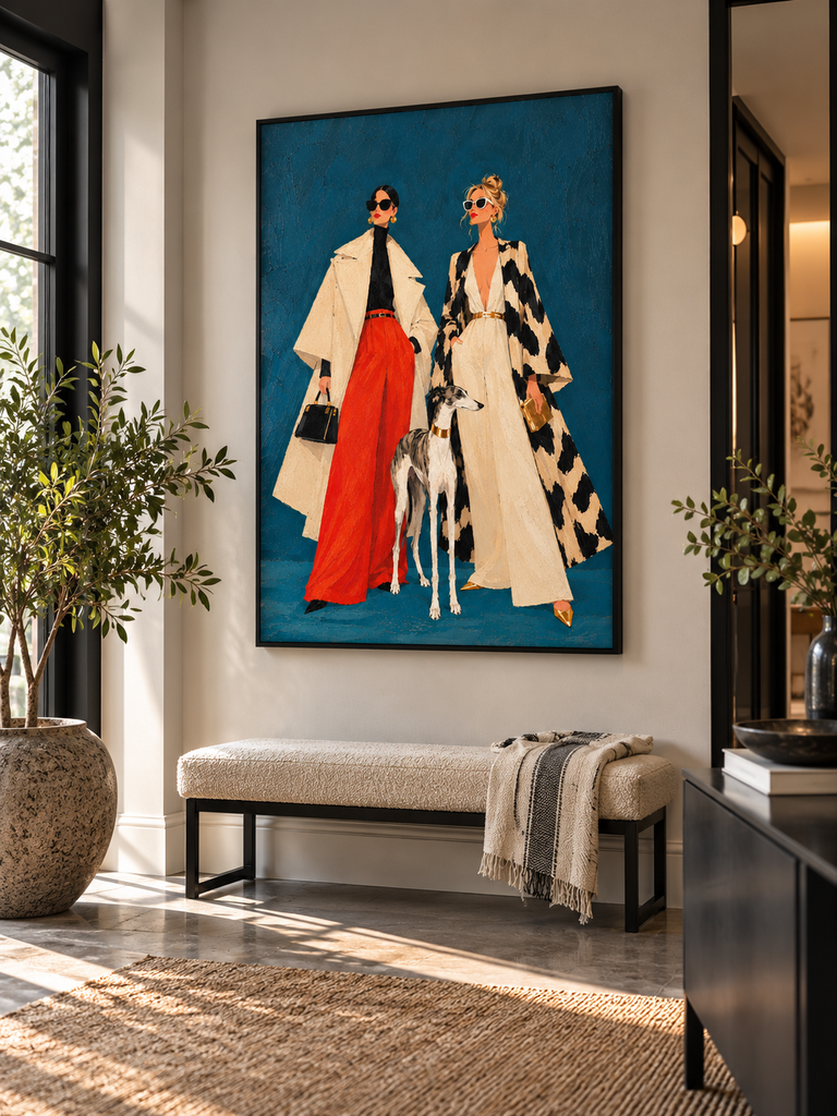 2 Ladies and the Greyhound CANVAS print