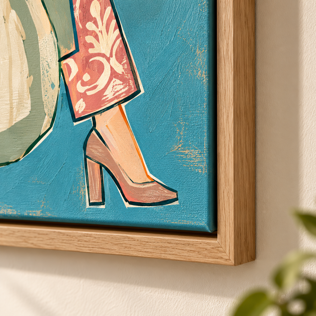 Woman shopping for Flowers CANVAS print
