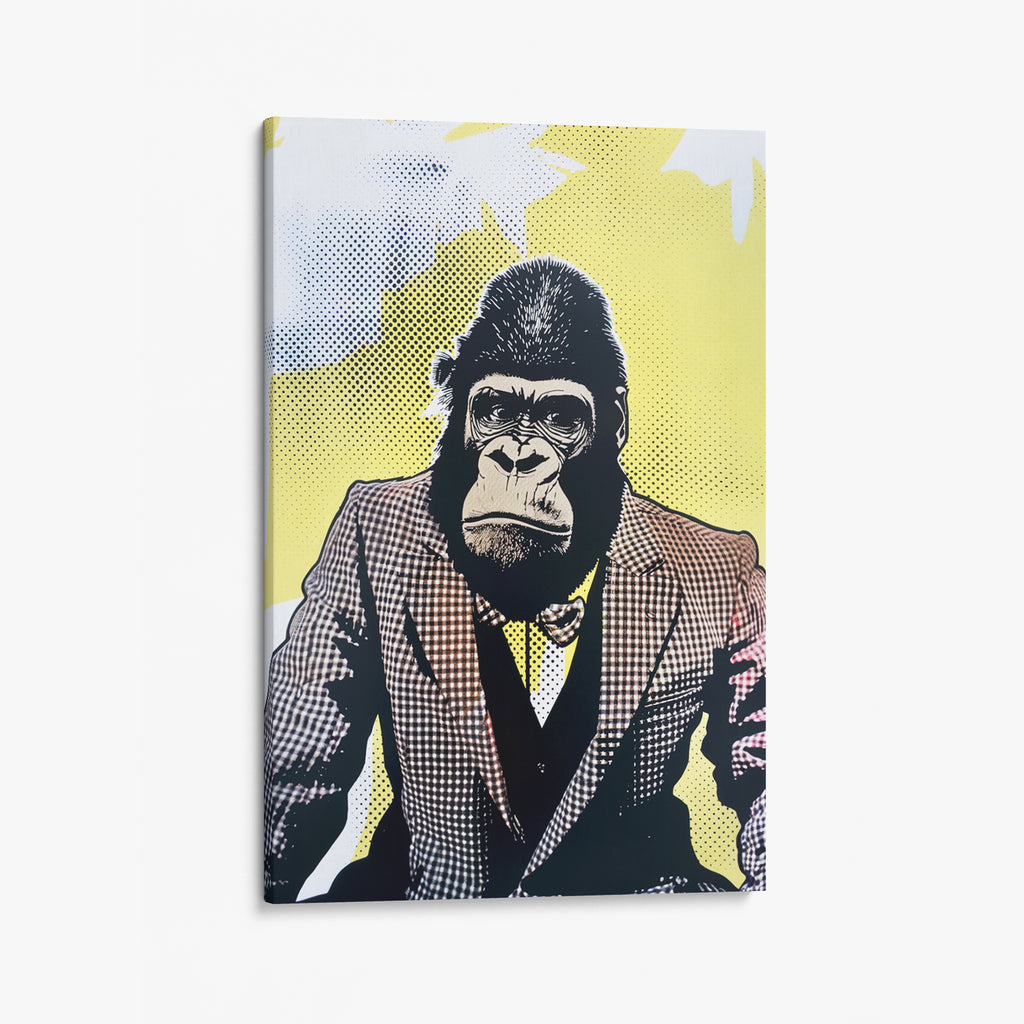 Gorilla Wearing A Tweed Suit Canvas Print