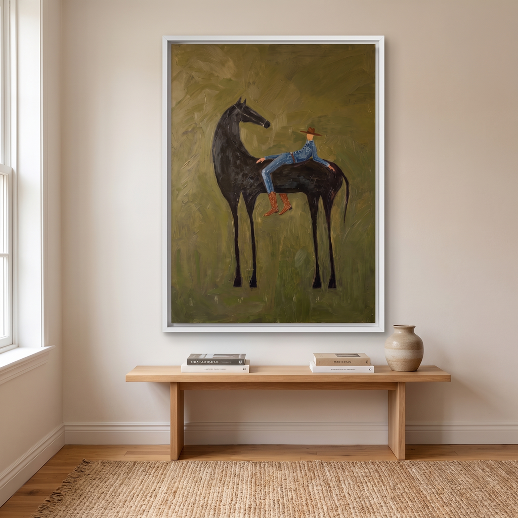 Laidback Cowboy on a Horse CANVAS print