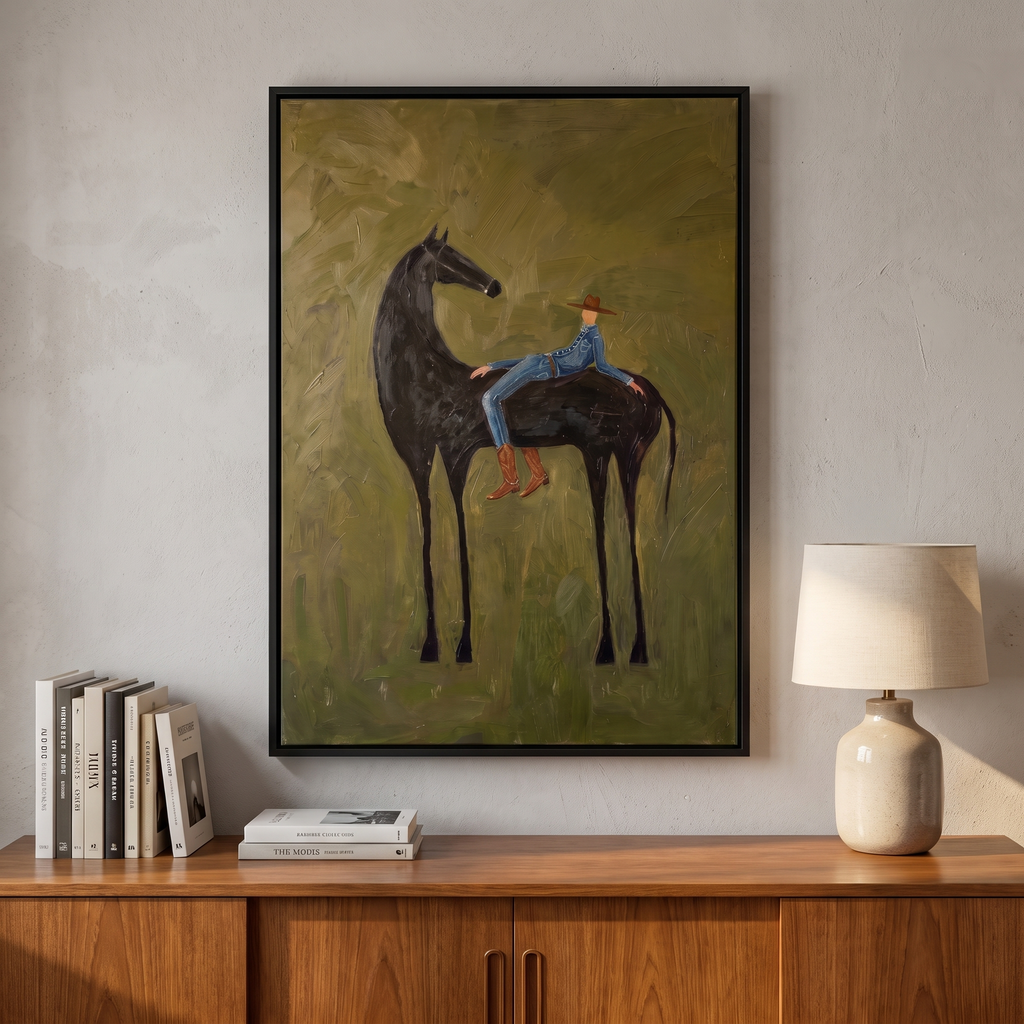 Laidback Cowboy on a Horse CANVAS print