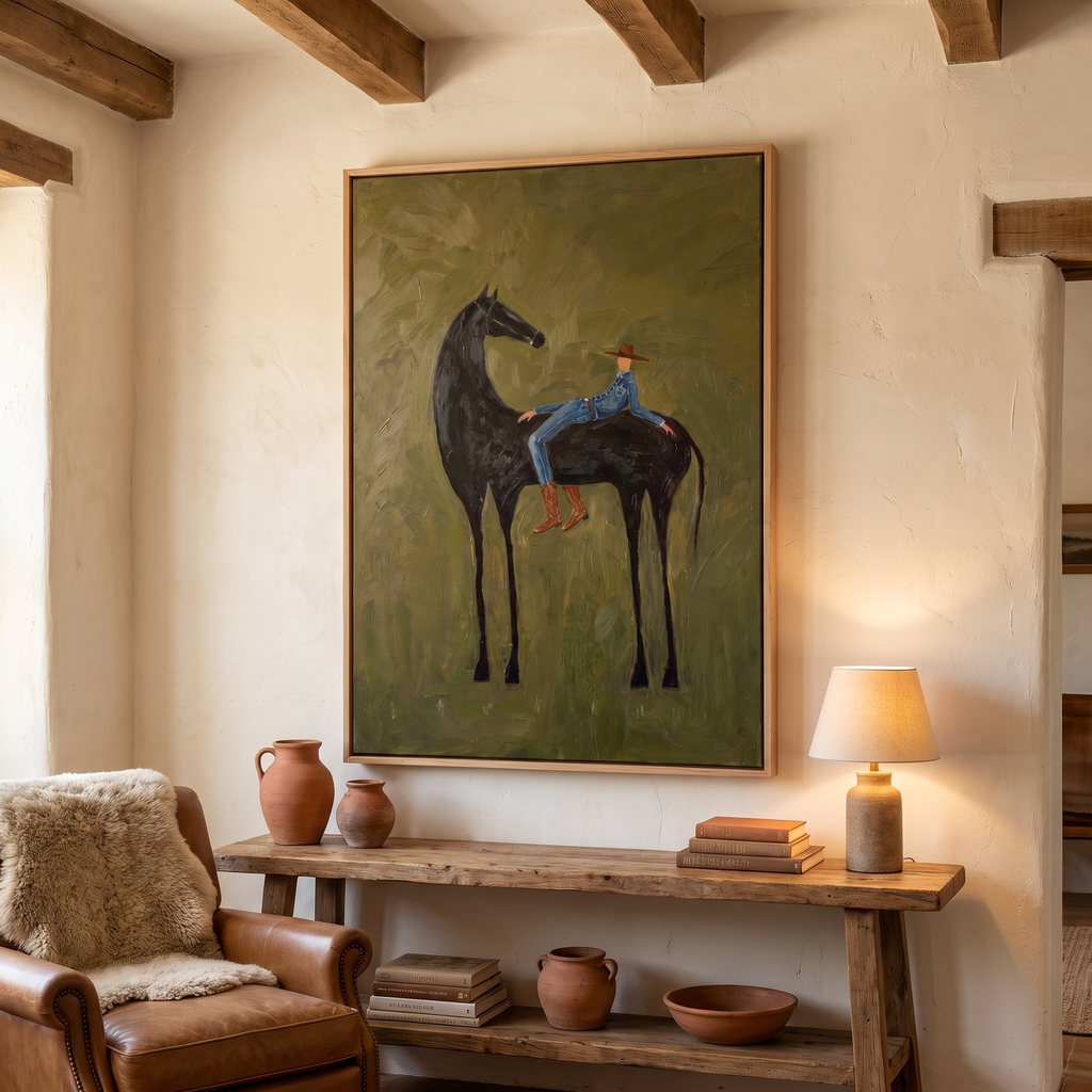 Laidback Cowboy on a Horse CANVAS print