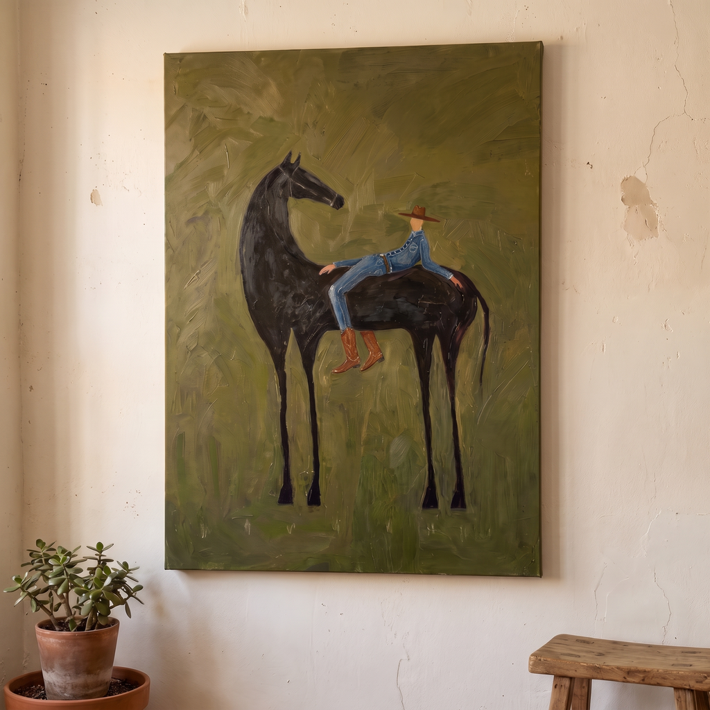 Laidback Cowboy on a Horse CANVAS print