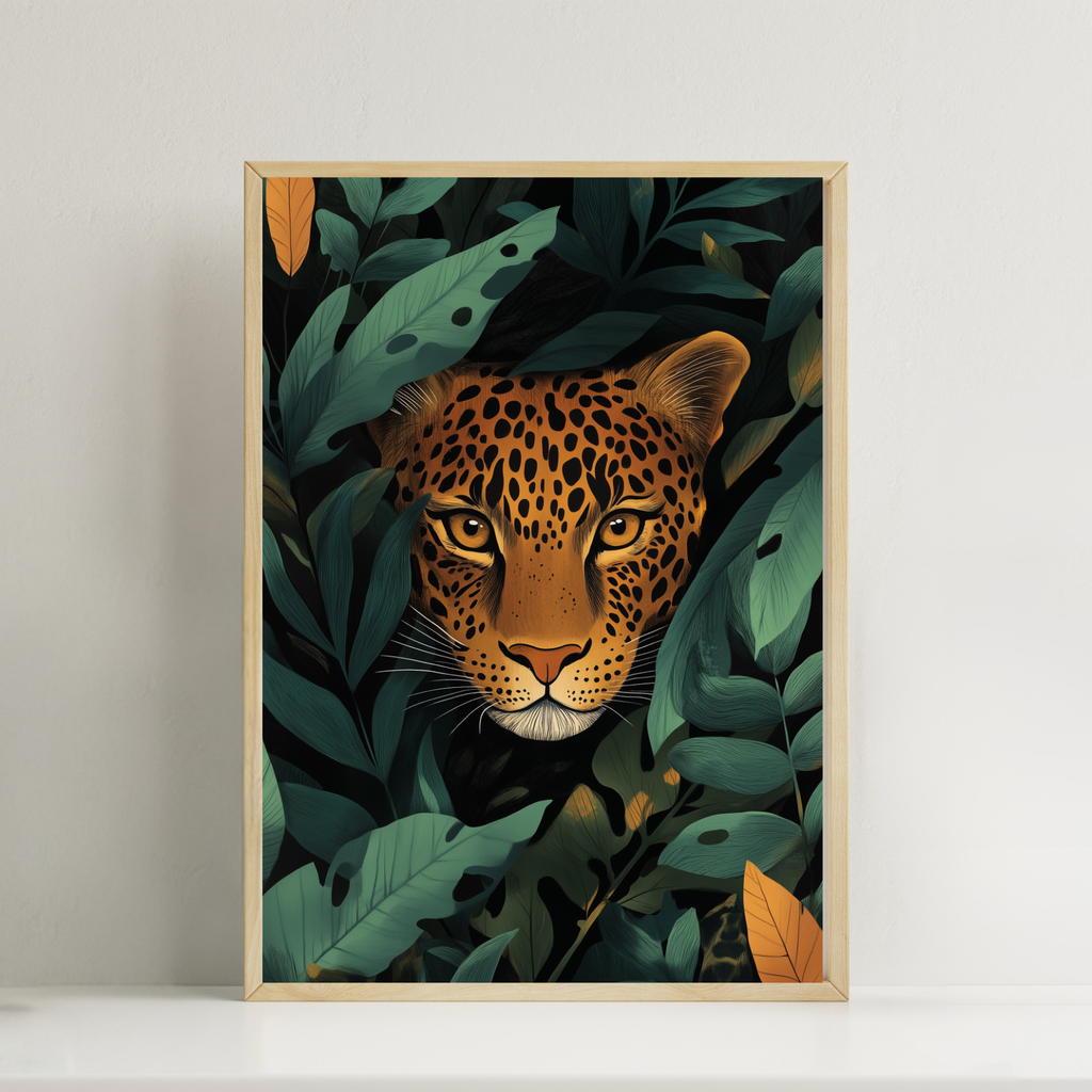Leopard Peeking in the Jungle Print – Big Art Shop