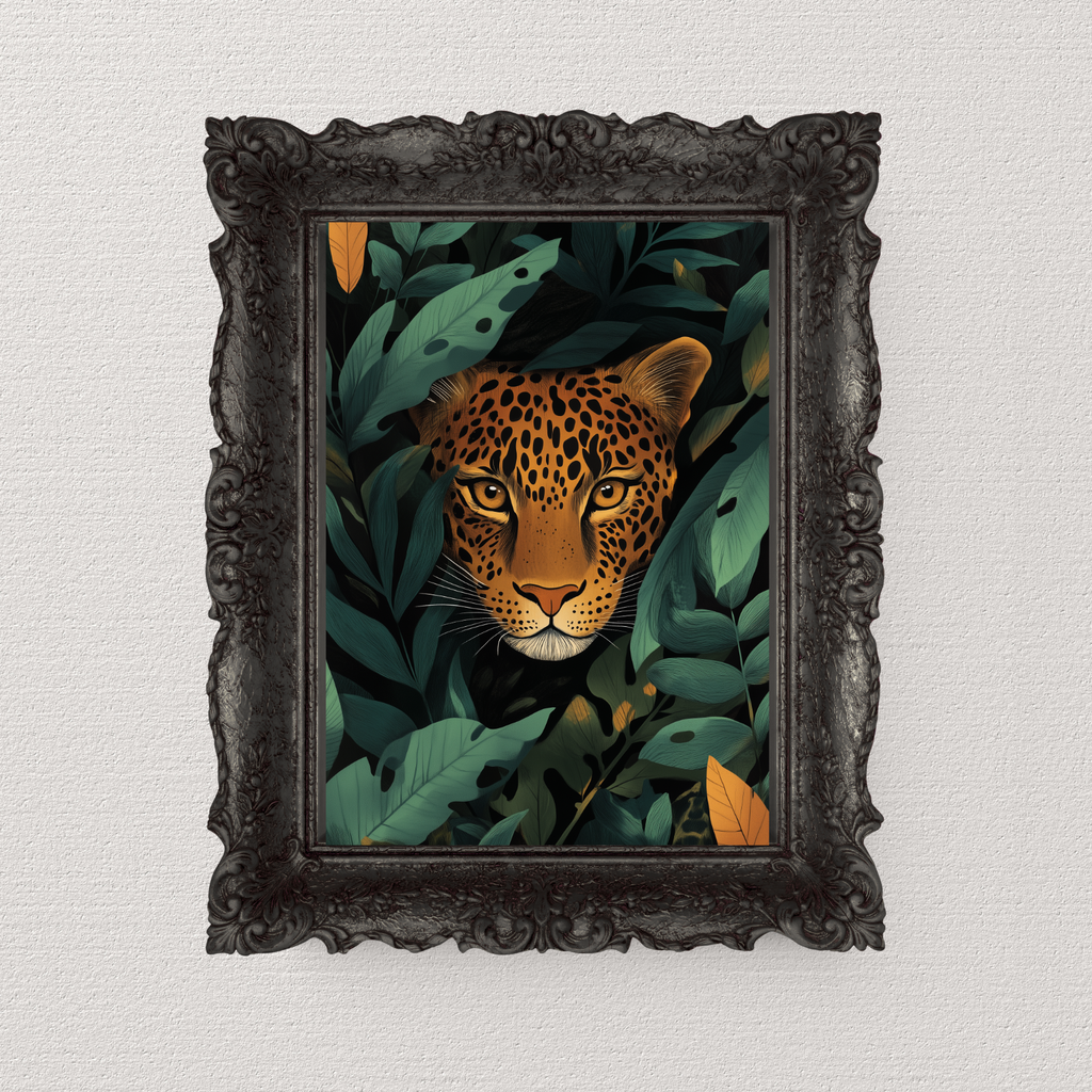 Leopard Peeking in the Jungle Print – Big Art Shop