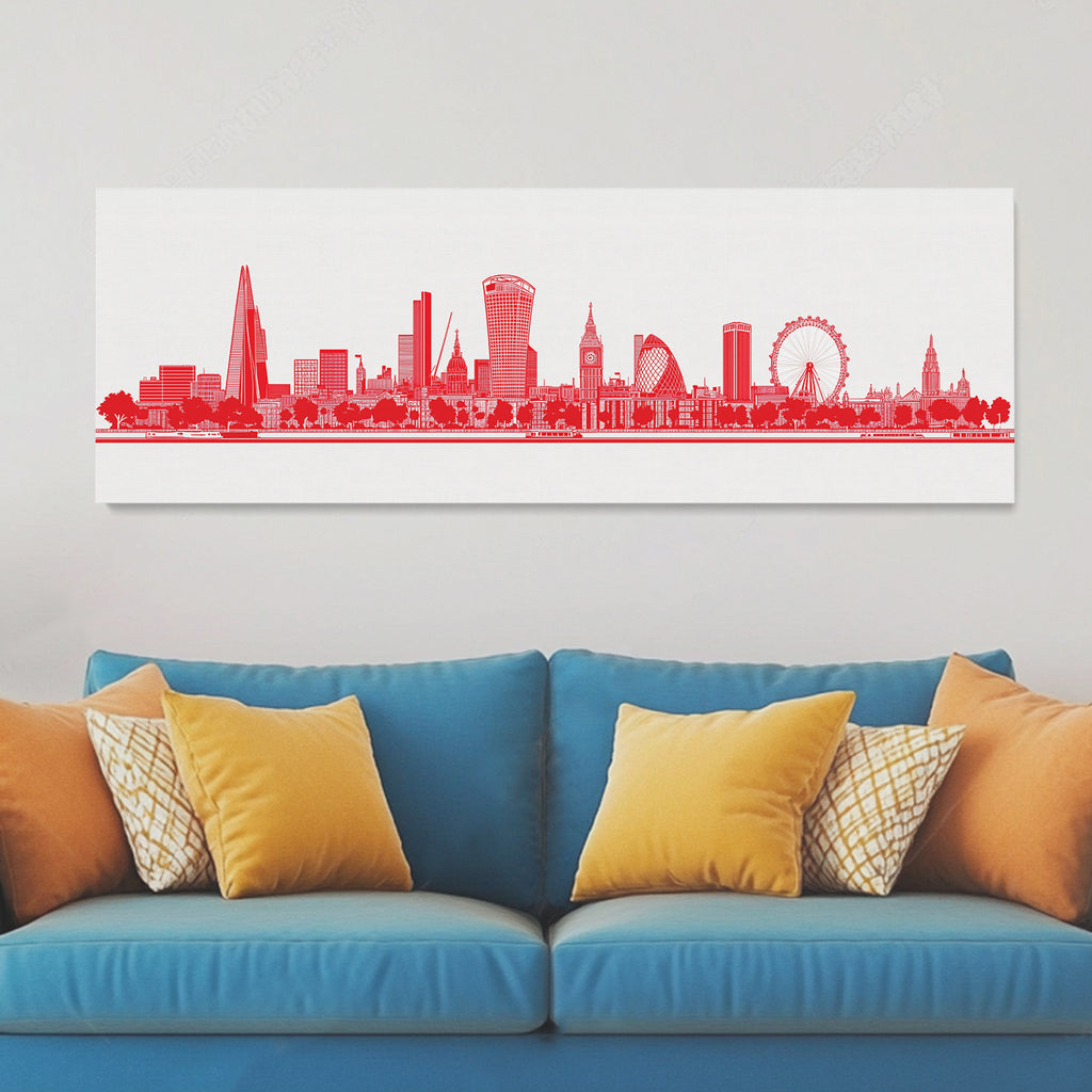 London skyline, Red illustration Canvas