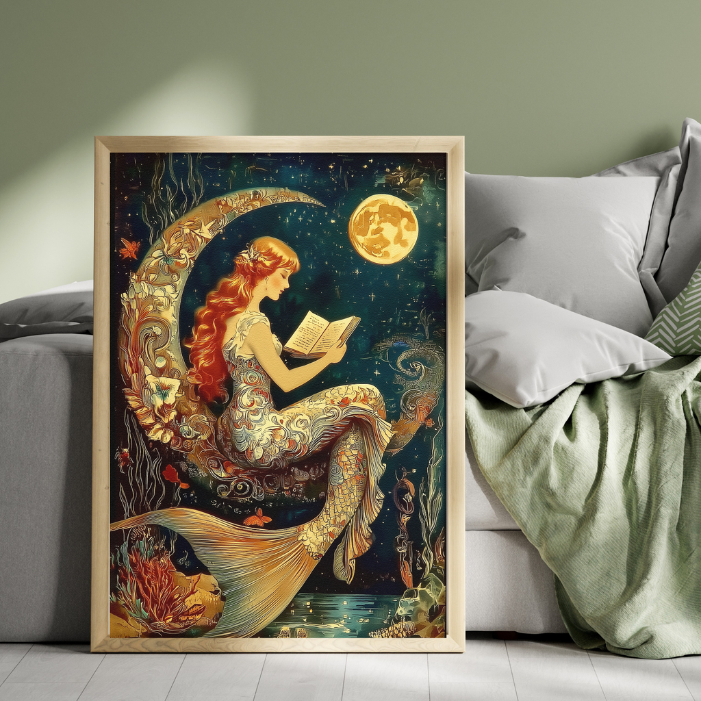 Moon Mermaid Print Morris wallart