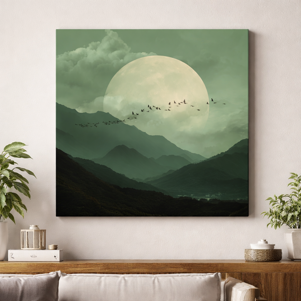 Mountain Moon Framed Canvas