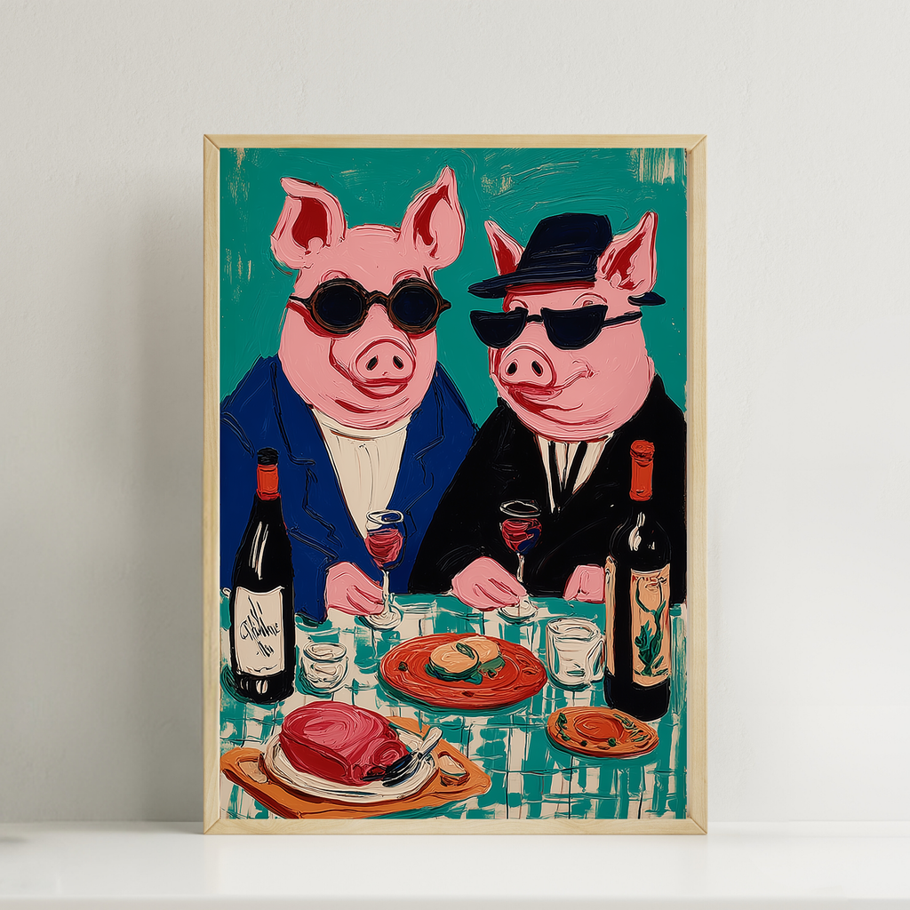 Pigs Cafe print Wallart