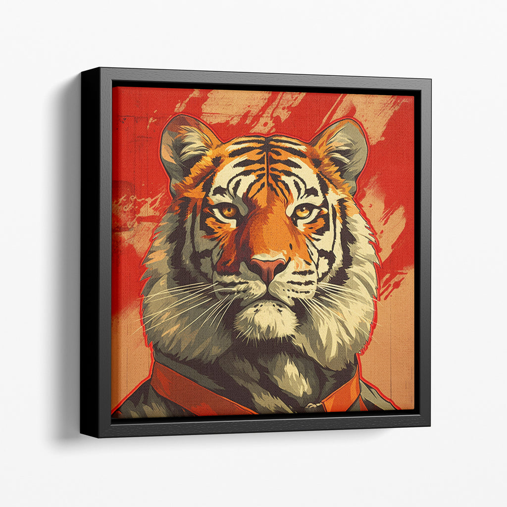 Red Army Tiger Framed Canvas