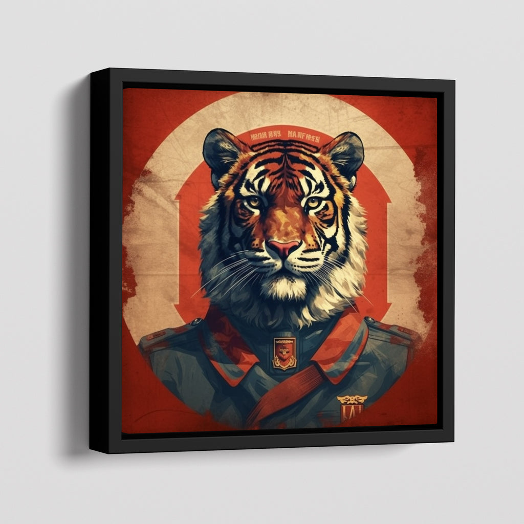 Red Army Tiger in uniform Framed Canvas