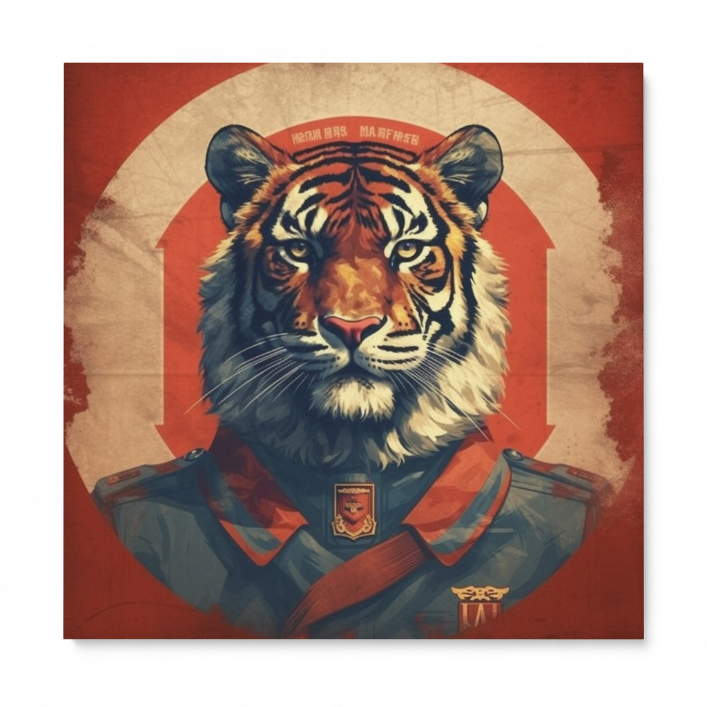 Red Army Tiger in uniform Framed Canvas