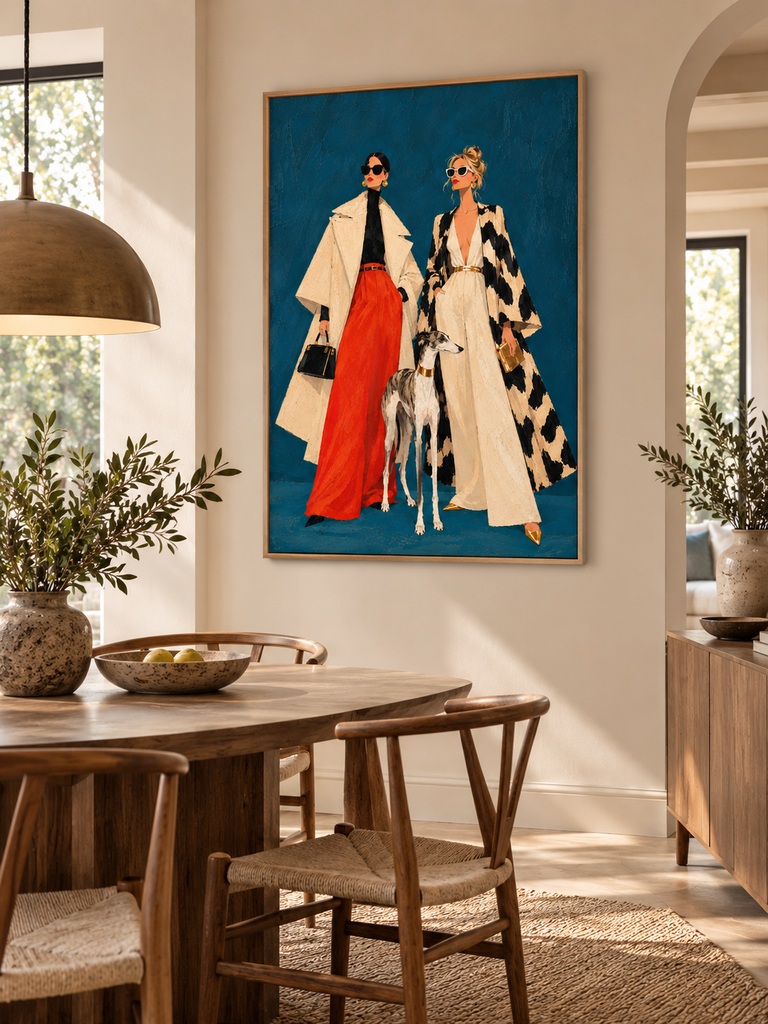 2 Ladies and the Greyhound CANVAS print