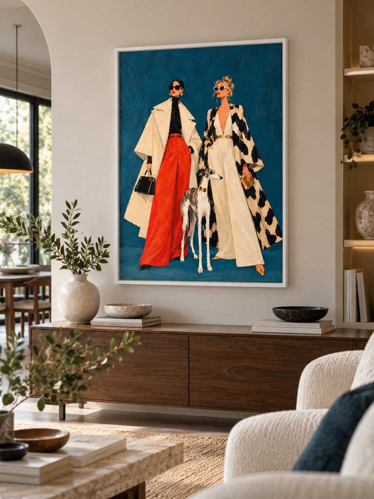 2 Ladies and the Greyhound CANVAS print