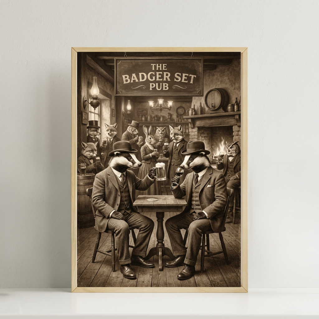 The Badger Set Pub print Wallart