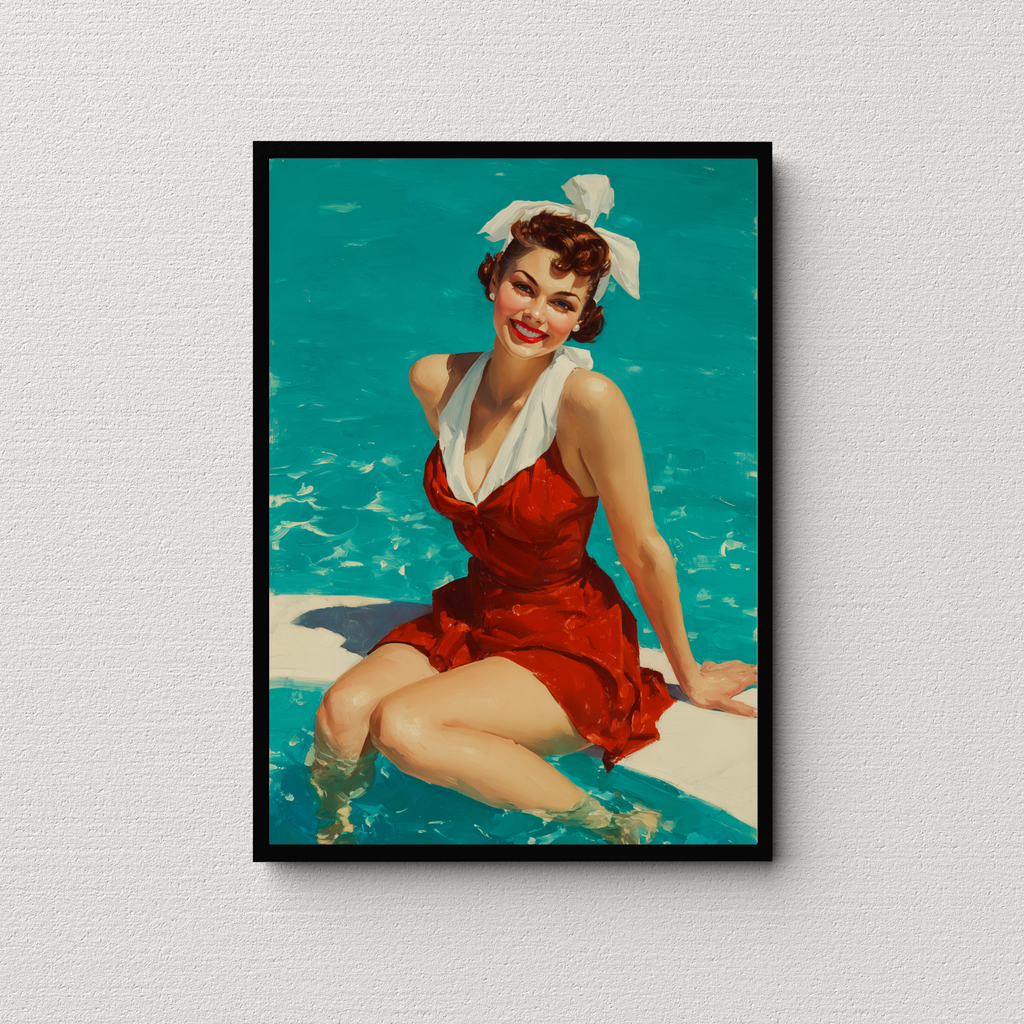 Vintage Bathing Belle Woman style 1950s art print Wallart