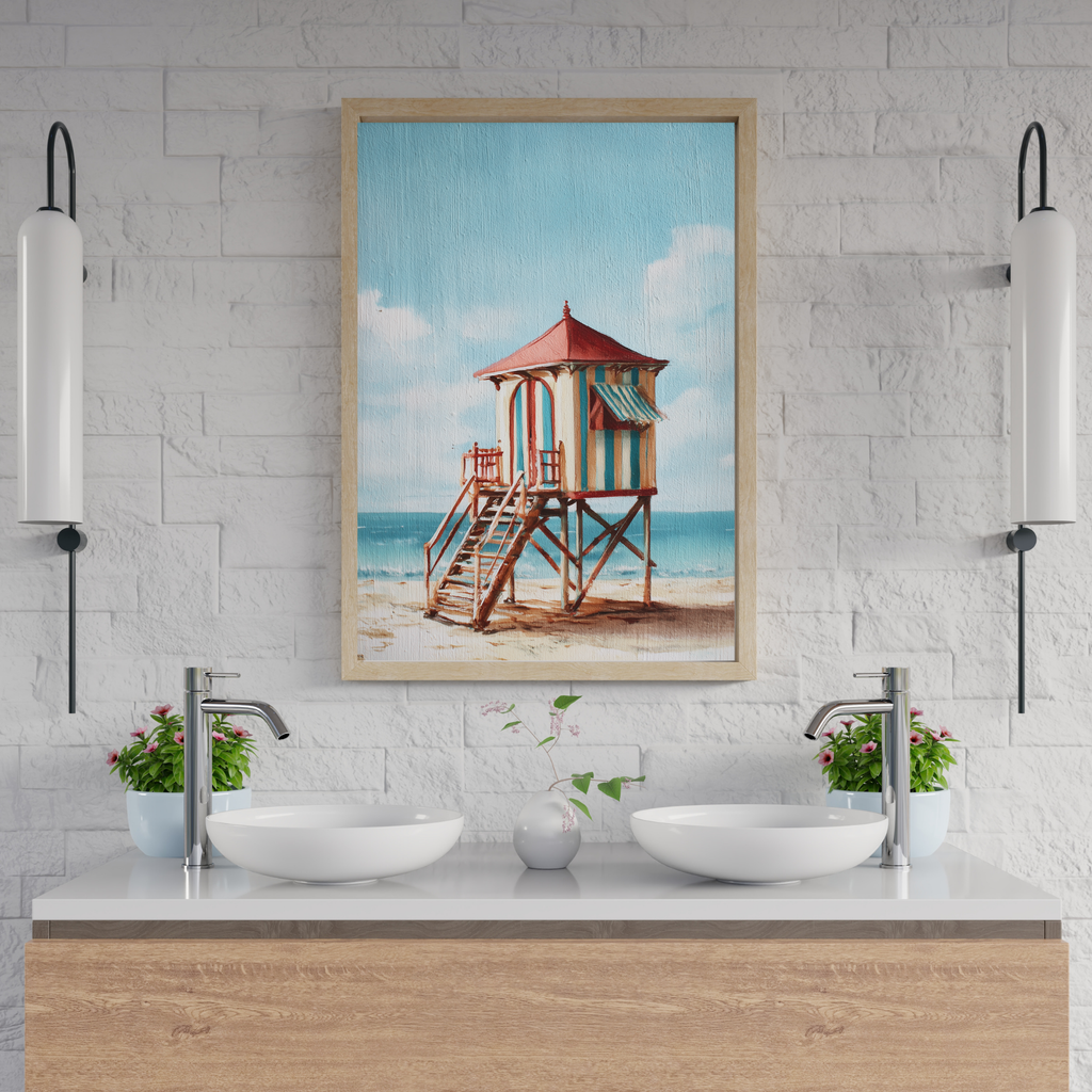 Vintage Bathing hut 1920s Art deco style print Wallart
