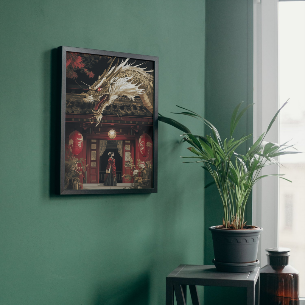 Woman and Dragon Print