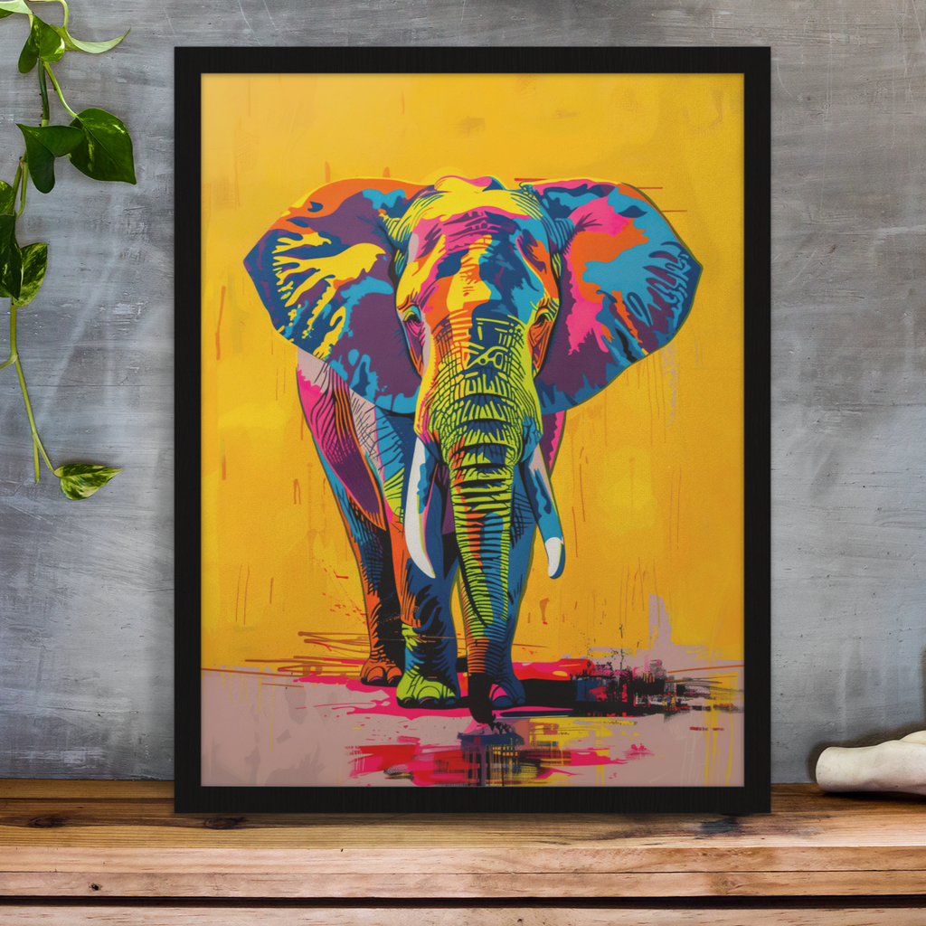 African elephant Print colourful pop art