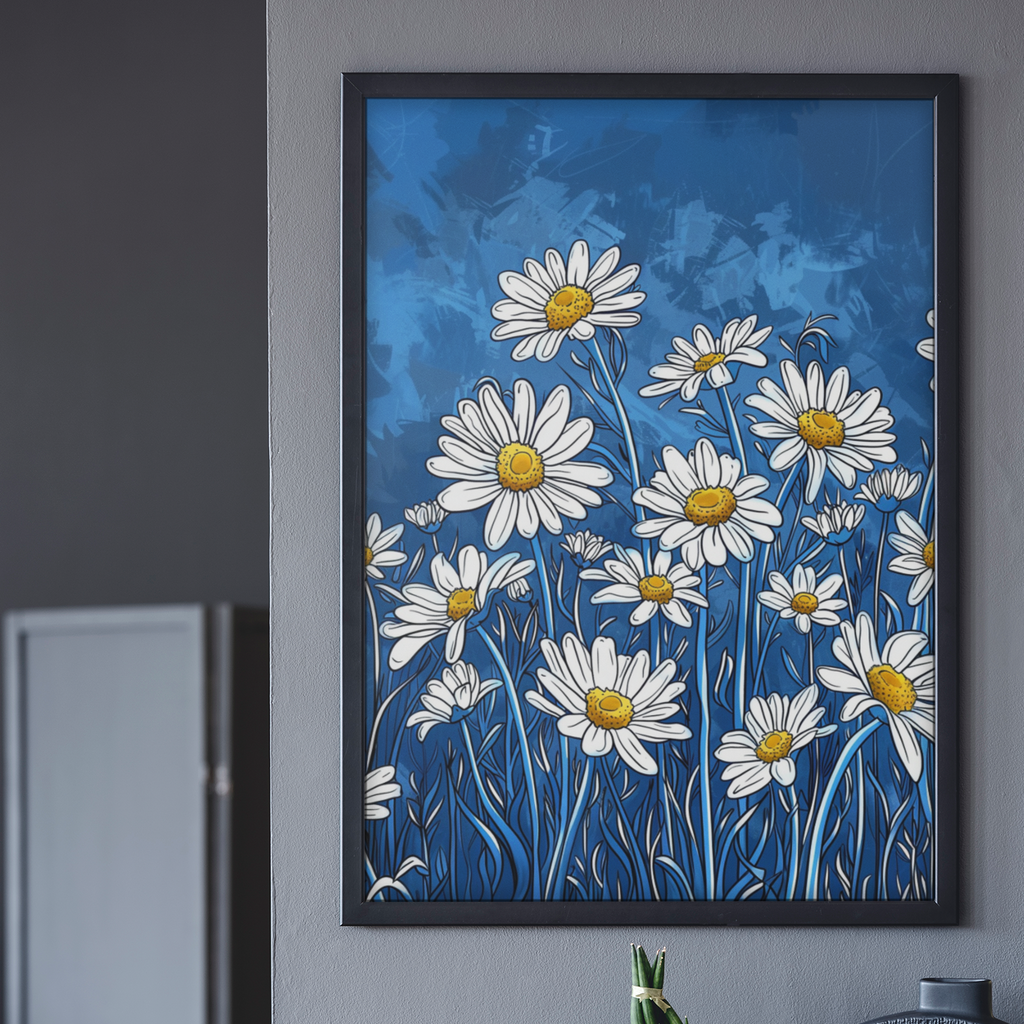 Bunch Of Daisies Print in white and yellow Spring Floral