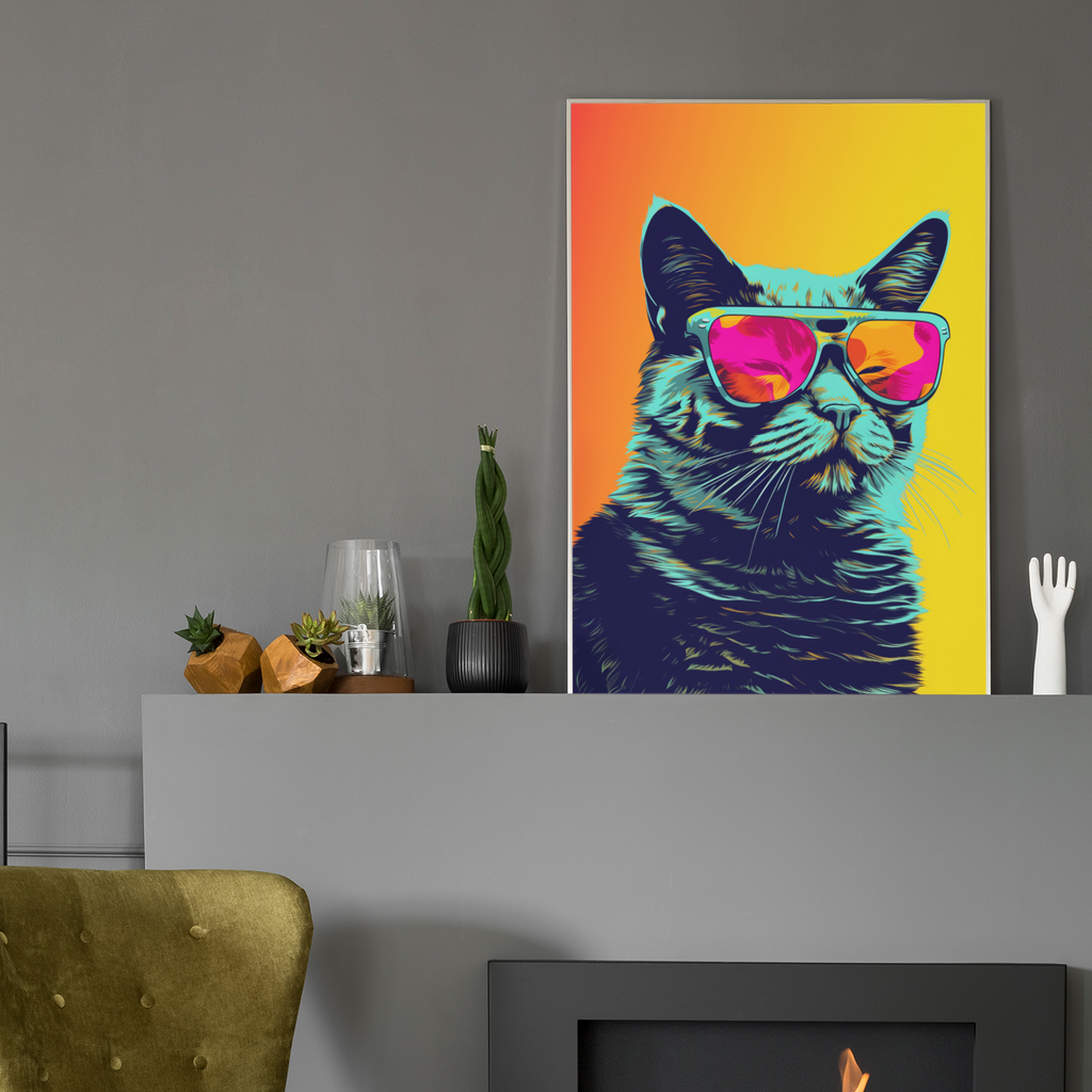 Colourful Cat Print Pop Art