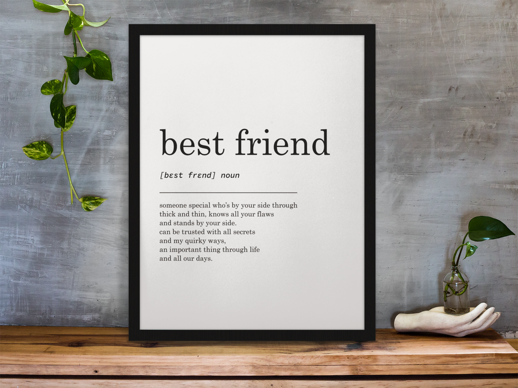 Funny Best Friend Meaning Print, Definition, Typograpy, Wall Art Gift