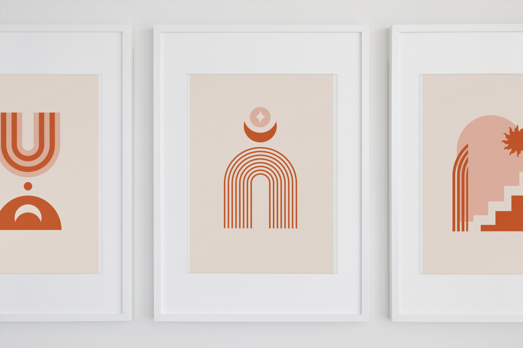 Modern Abstract Set Minimalist, geometric balance Art Prints | Set of four Prints, Geometric Quality Poster.