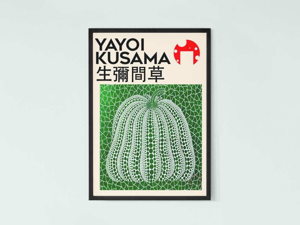 Yayoi Kusama Wall poster, Green Pumpkin | Contemporary pop Art Exhibition Print