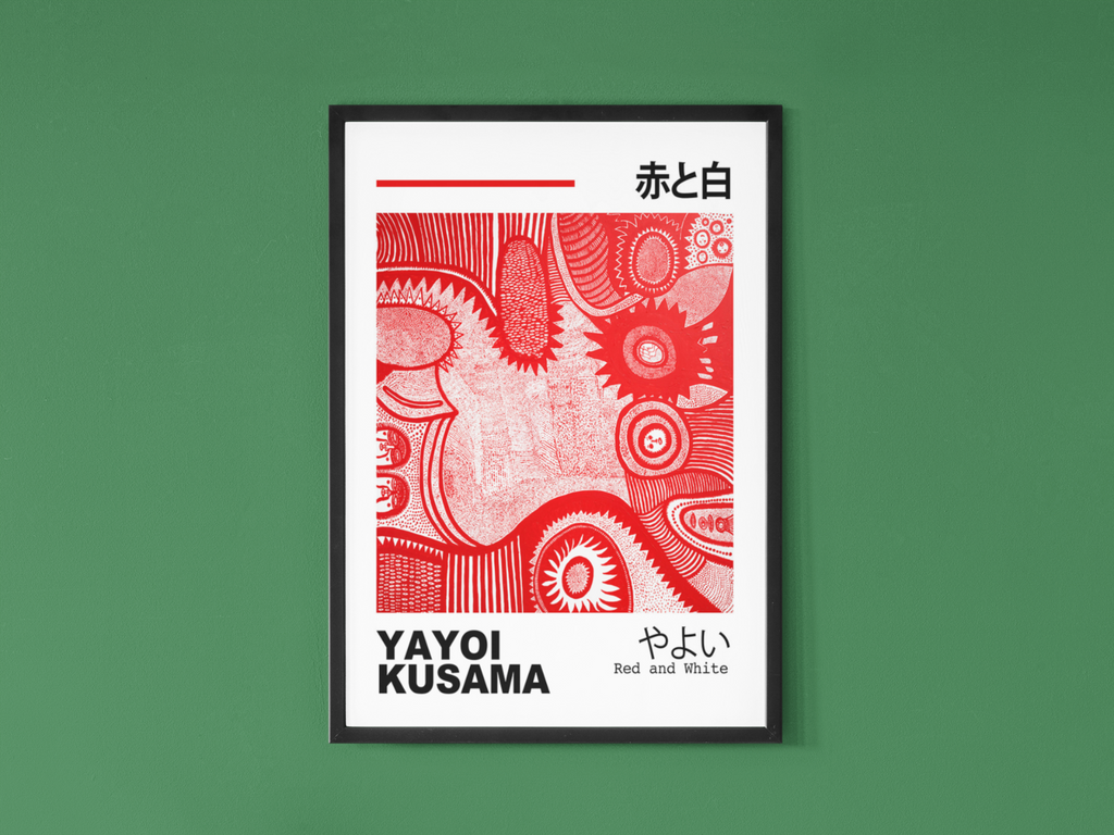 Yayoi Kusama Wall poster, Pink and White | Contemporary pop Art Exhibition Print