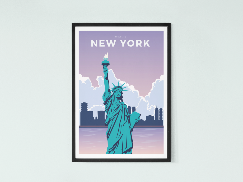 Statue of Liberty NY City Travel Poster | Contemporary illustration Art Print
