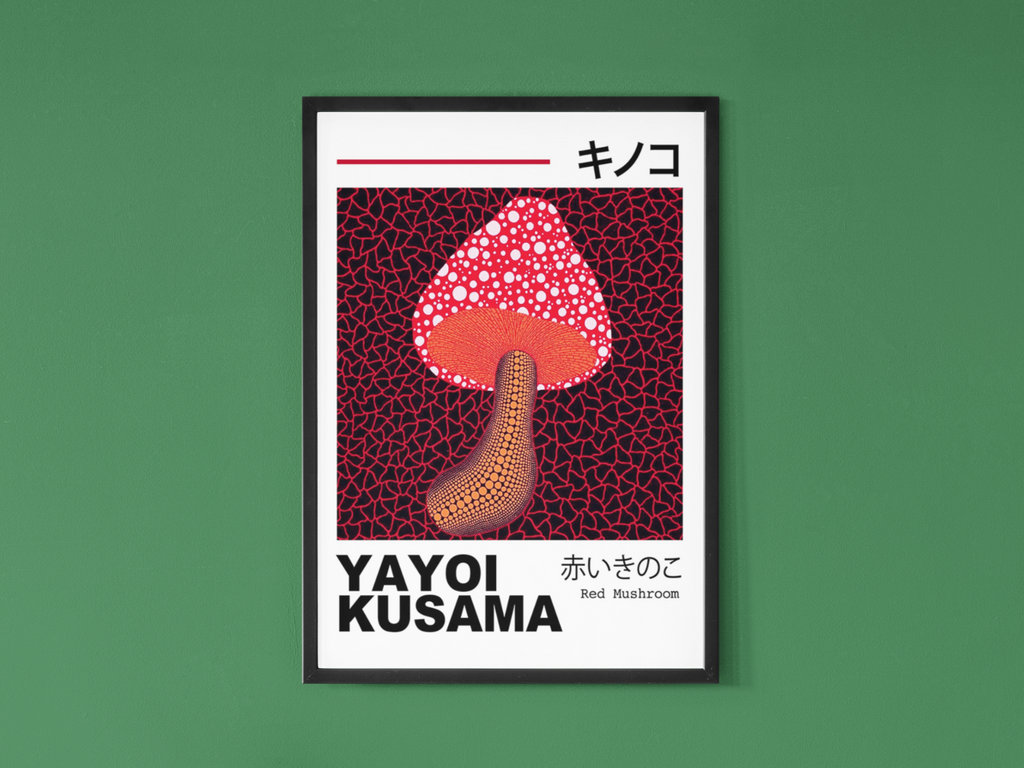 Yayoi Kusama Wall poster, Red Mushroom | Contemporary pop Art Exhibition Print