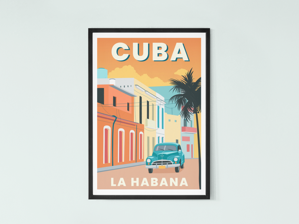 Cuba City Travel Poster | Contemporary illustration Art Print