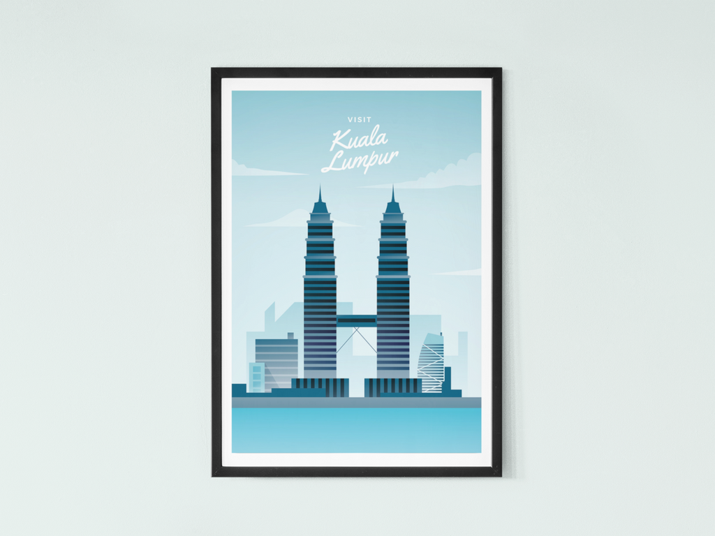 Kuala Lumpur City Travel Poster | Contemporary illustration Art Print