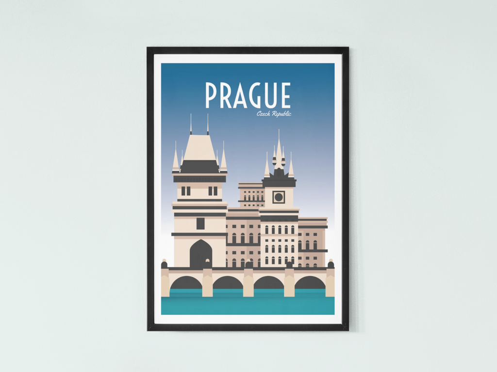 Prague City Travel Poster | Contemporary illustration Art Print