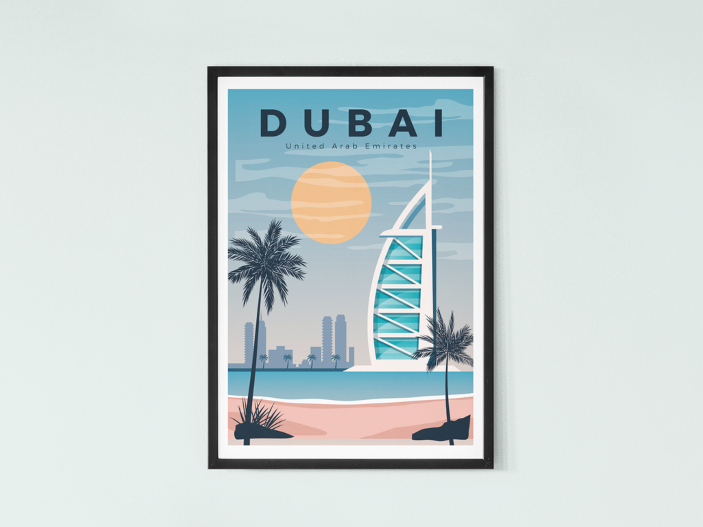 Dubai City Travel Poster | Contemporary illustration Art Print