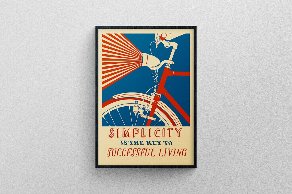 Simplicity is Key Motivation Poster Art | vintage design, Weimar Bauhaus Print,