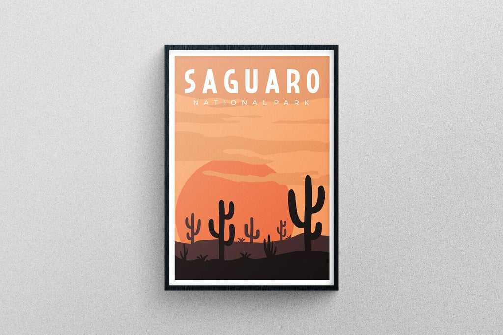 Saguaro National Park Travel Poster | Contemporary illustration Art Prin