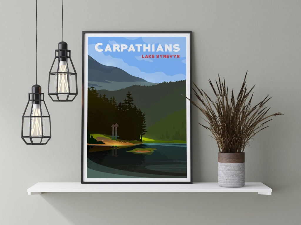 Carpathian Lake Synevyr Park Poster | Contemporary illustration Art Print