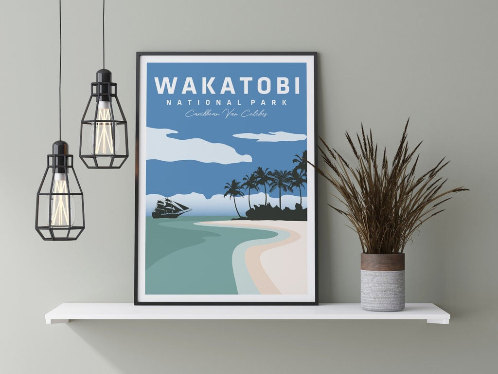 Wakatobi National Park Travel Poster | Contemporary illustration Art Print